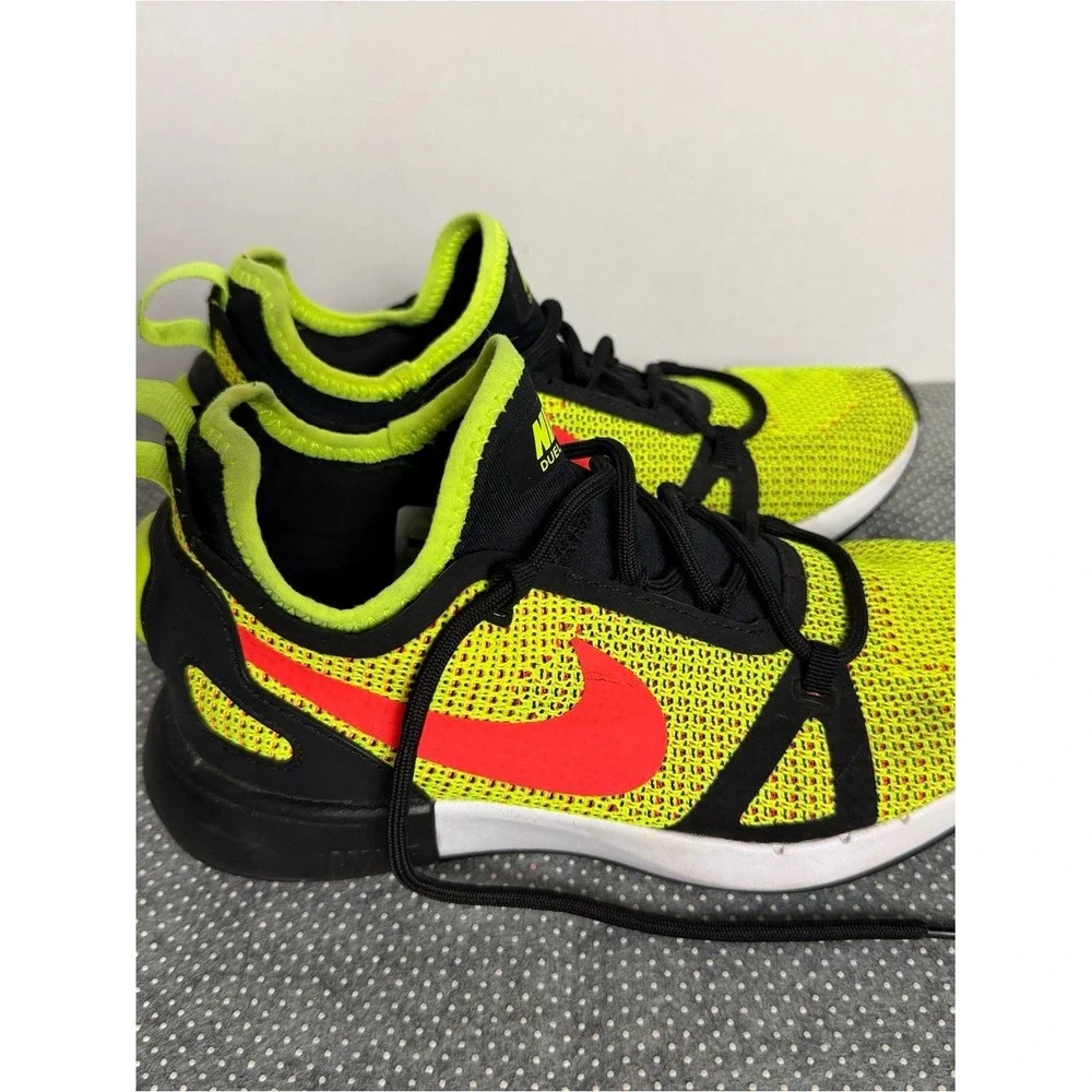 Nike Kids' DualRacer Running Shoes - Neon Yellow with Red Swoosh